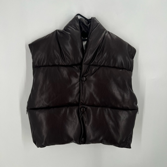 A.L.C. Jackets & Blazers - A.L.C. Willow Faux Leather Puffer Vest In Chocolate Plum